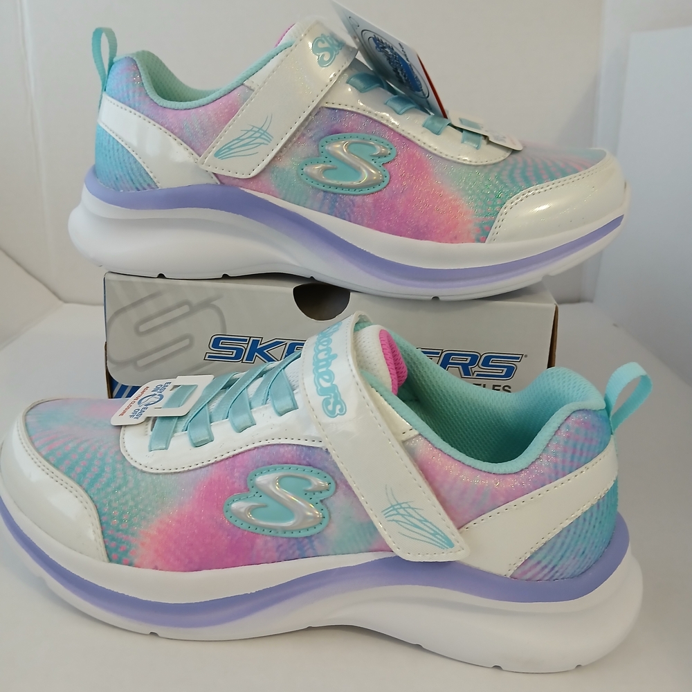 Skechers Kids Tie-Dye Pastel Sneaker - Mint, Pink & Lavender - Picture 2 of 8